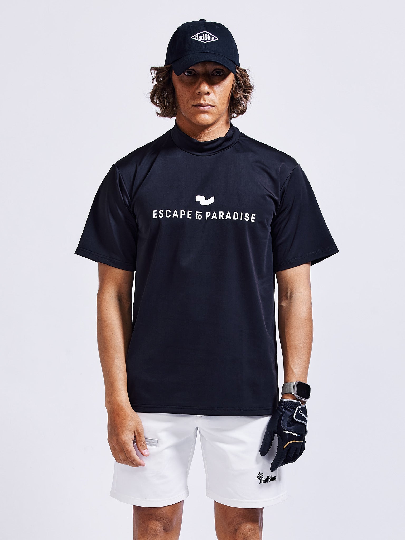 カラーストレッチモックネックS/S【logo】