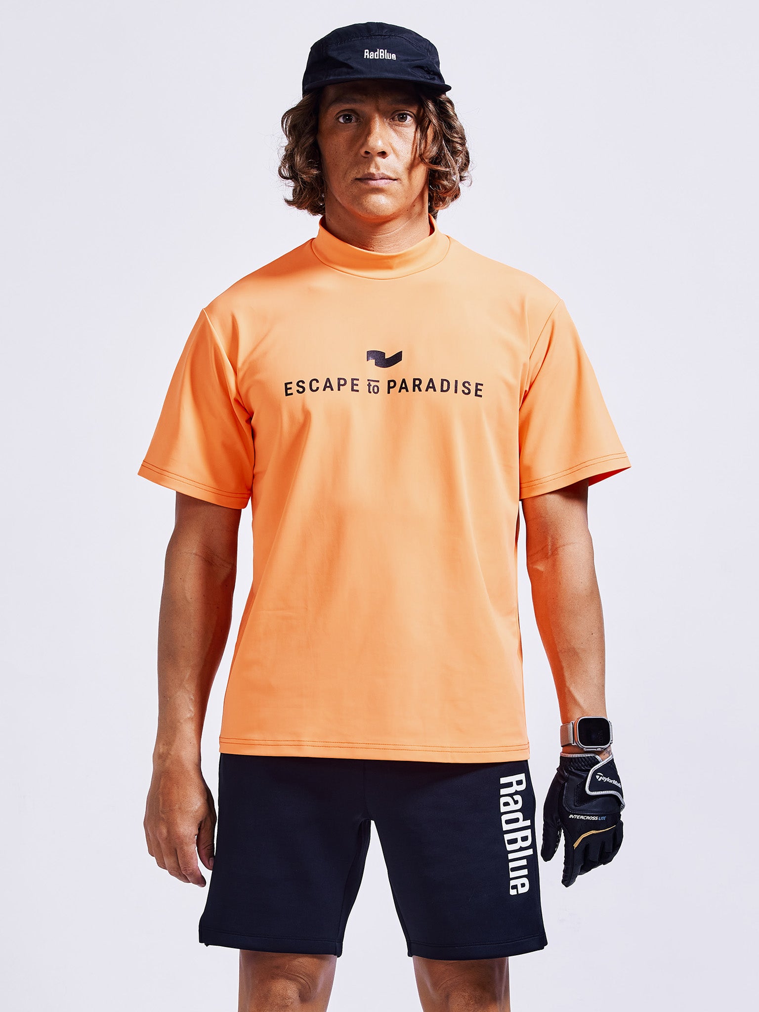 カラーストレッチモックネックS/S【logo】