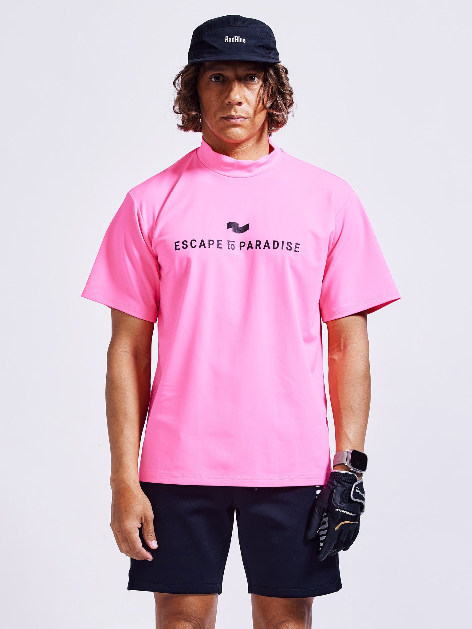 カラーストレッチモックネックS/S【logo】