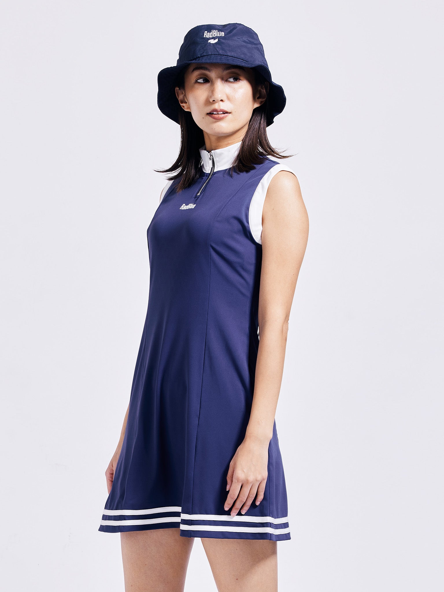 Mock neck zip dress