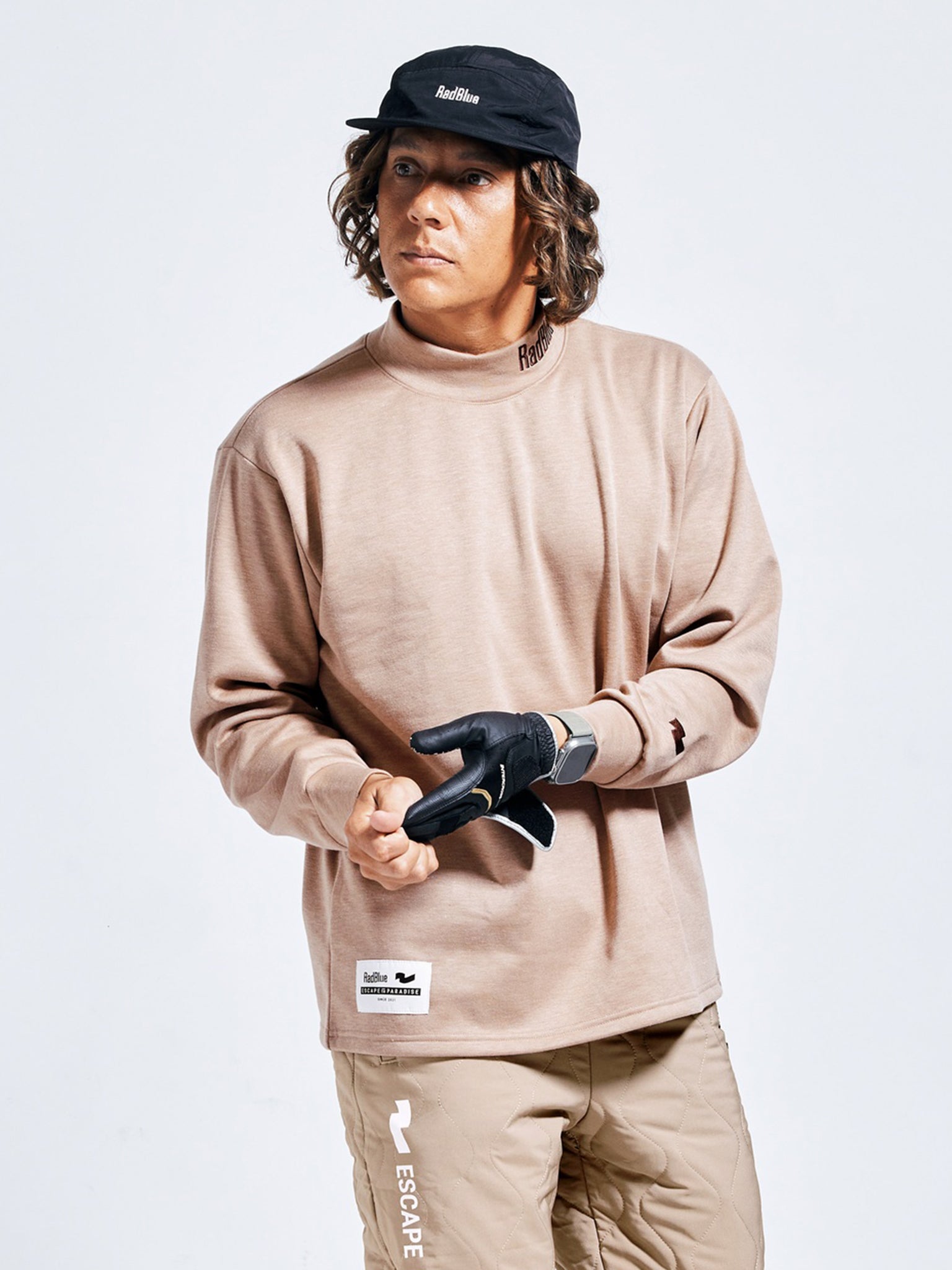 ウールタッチモックネックロングスリーブ