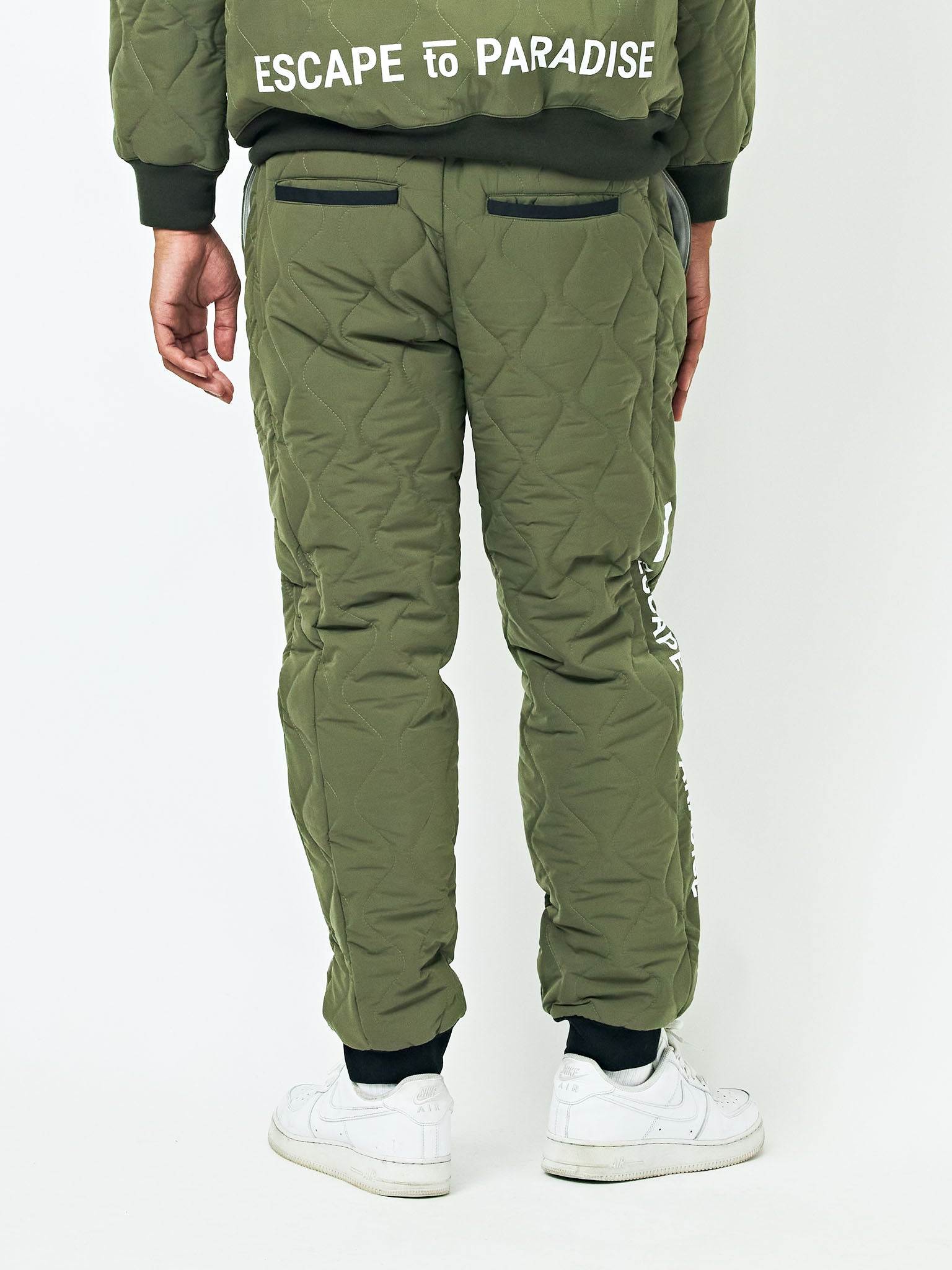 Quilted wide jogger pants