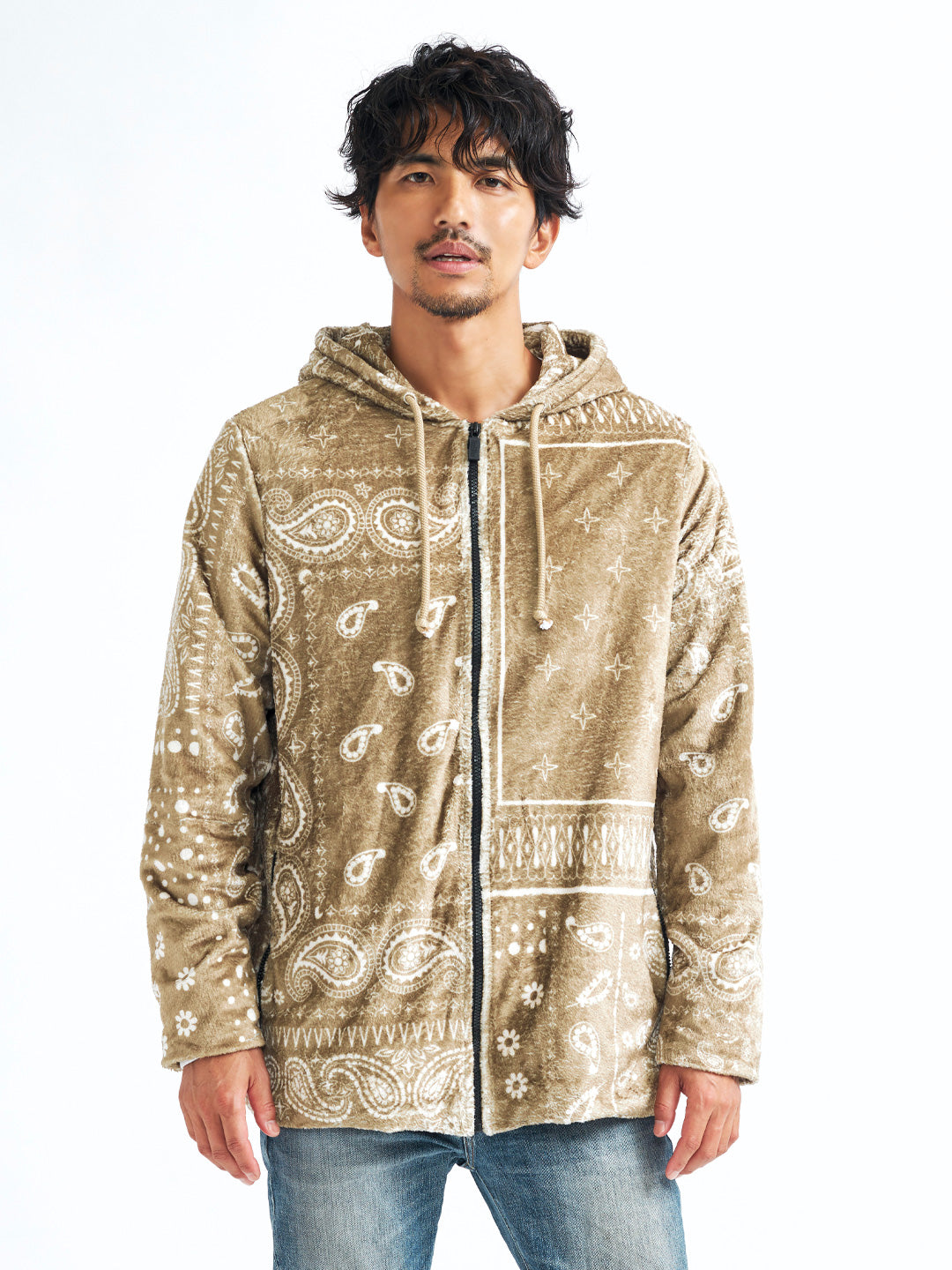 Padded fleece zip hoodie "BANDANA"