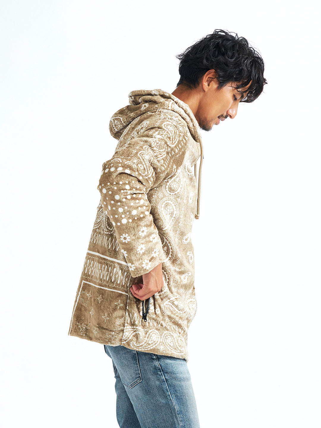 Padded fleece zip hoodie "BANDANA"