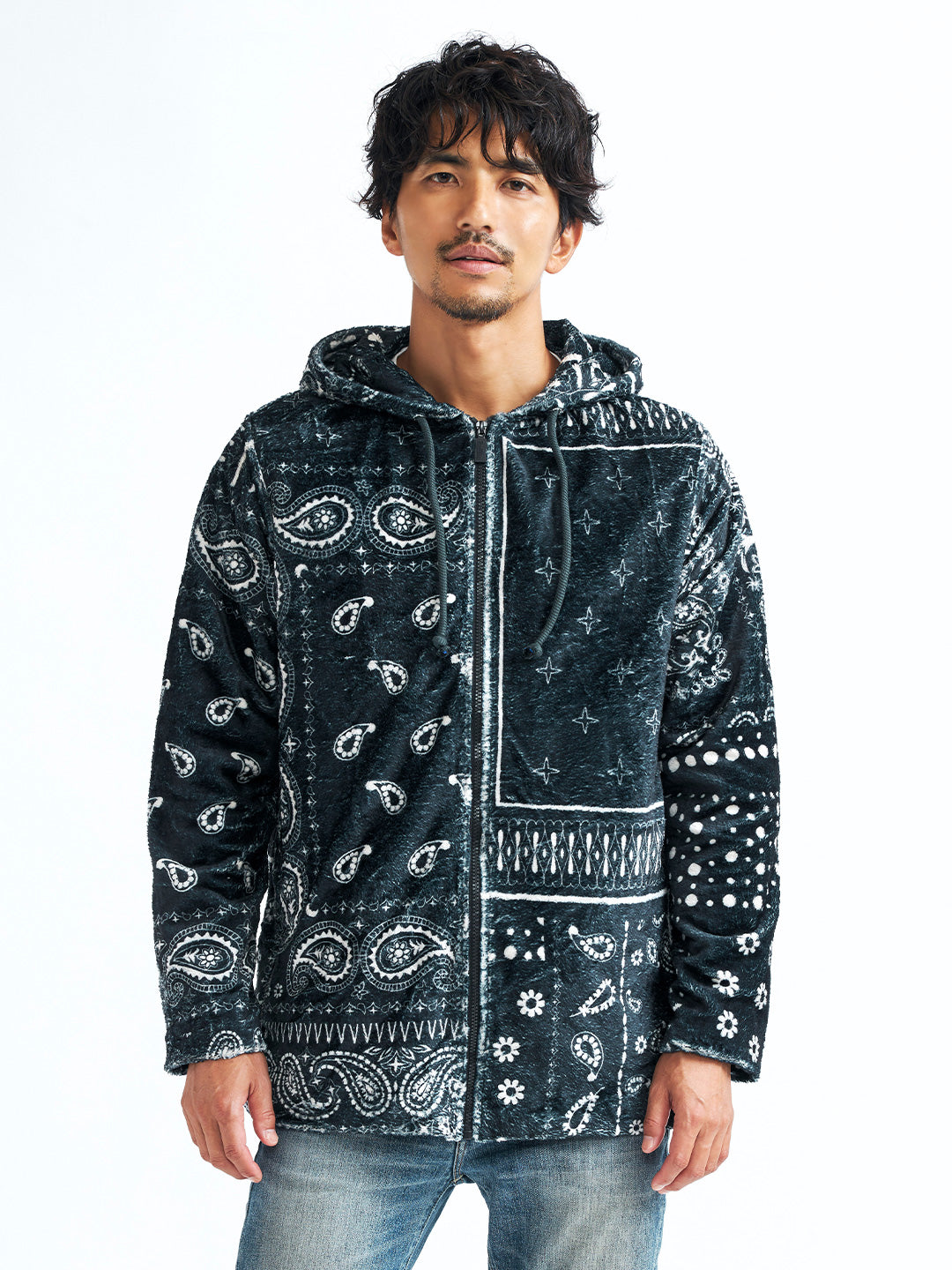 Padded fleece zip hoodie "BANDANA"