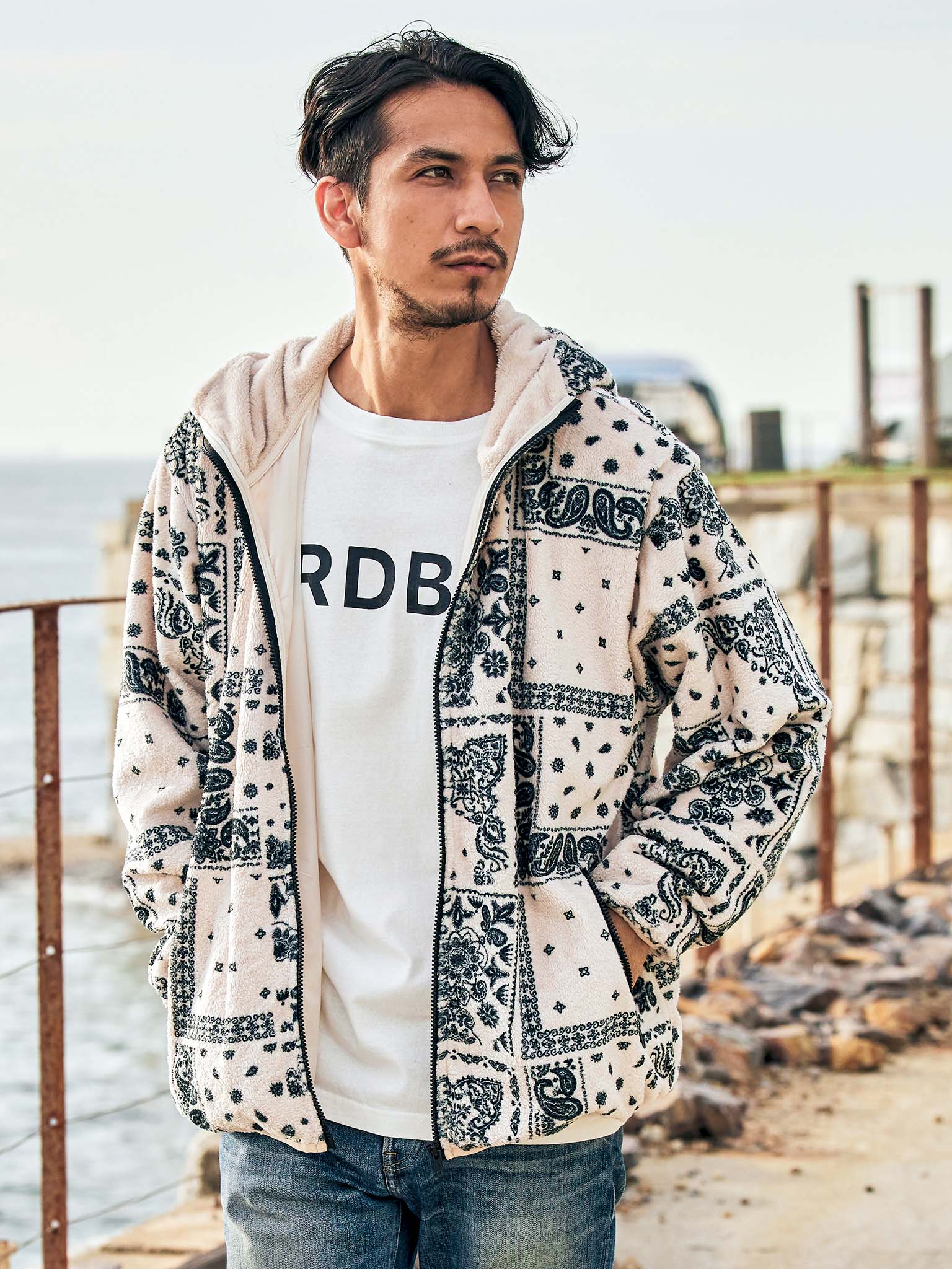 ボアフリースジップパーカー【BANDANA】