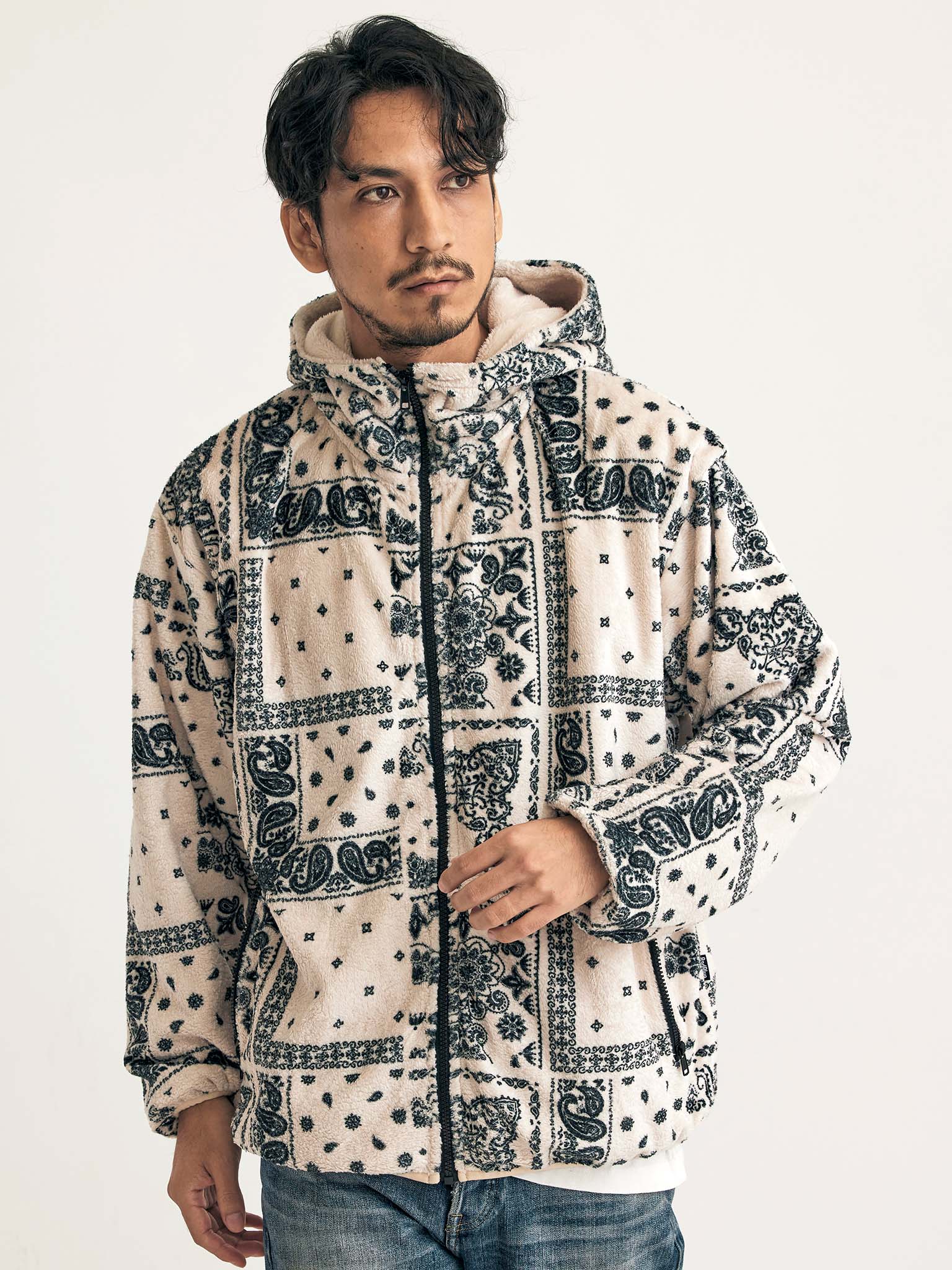 ボアフリースジップパーカー【BANDANA】