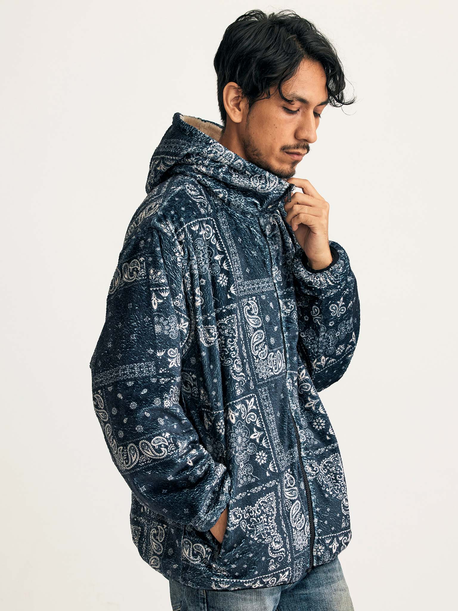 ボアフリースジップパーカー【BANDANA】