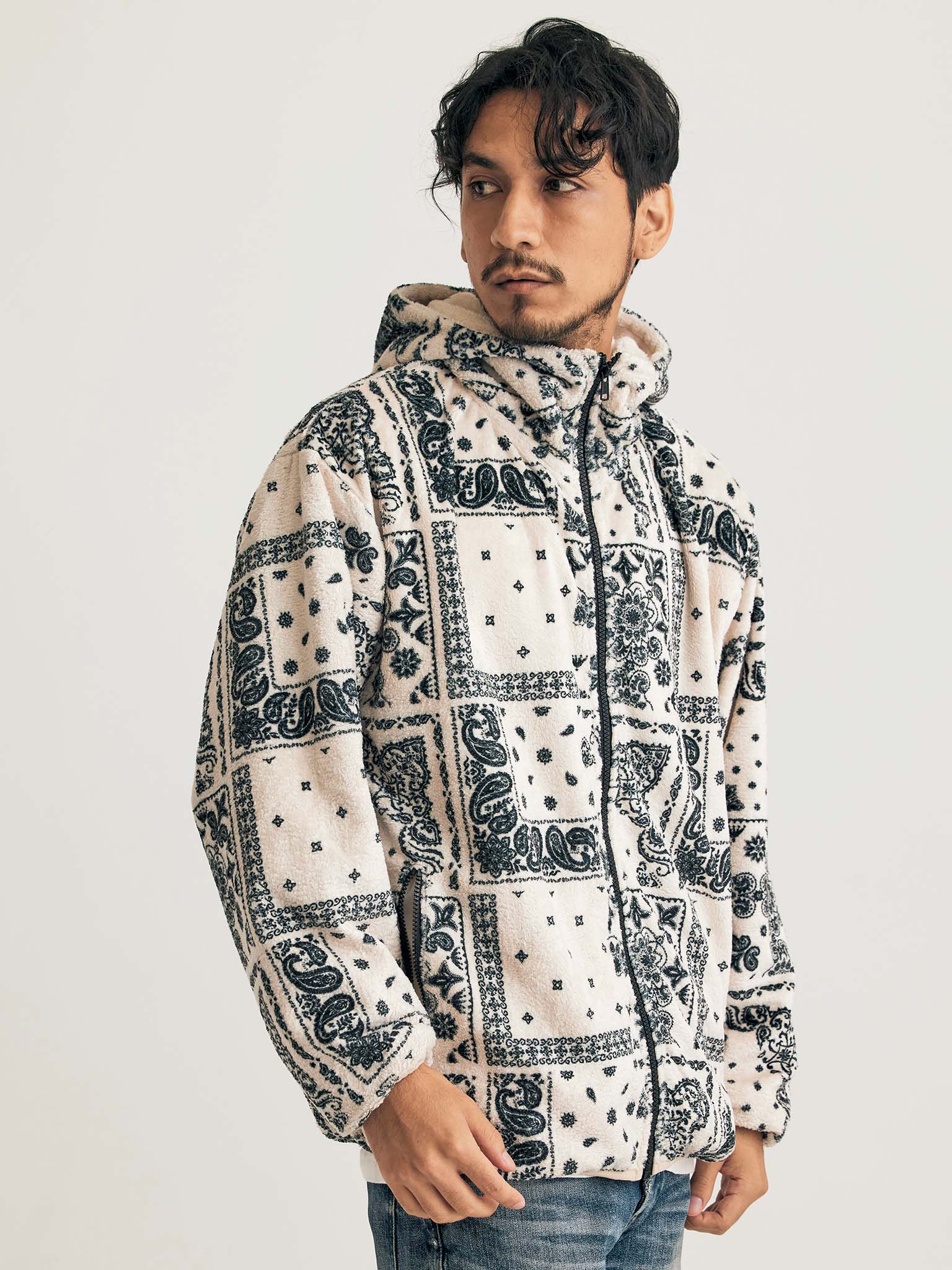 ボアフリースジップパーカー【BANDANA】