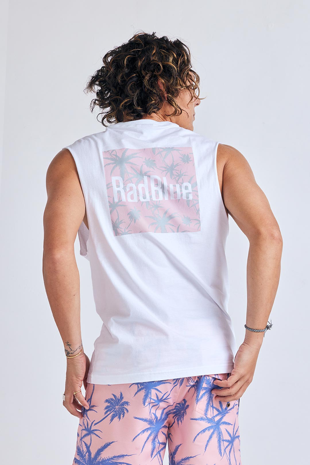 OE天竺 ノースリーブメンズシャツ【PALM】