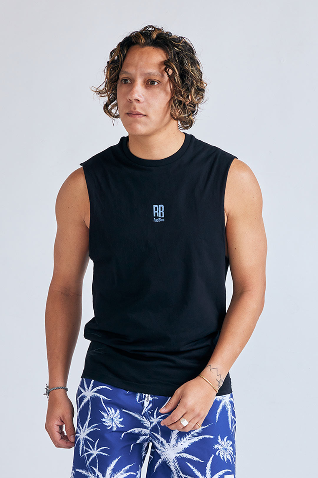 OE天竺 ノースリーブメンズシャツ【PALM】