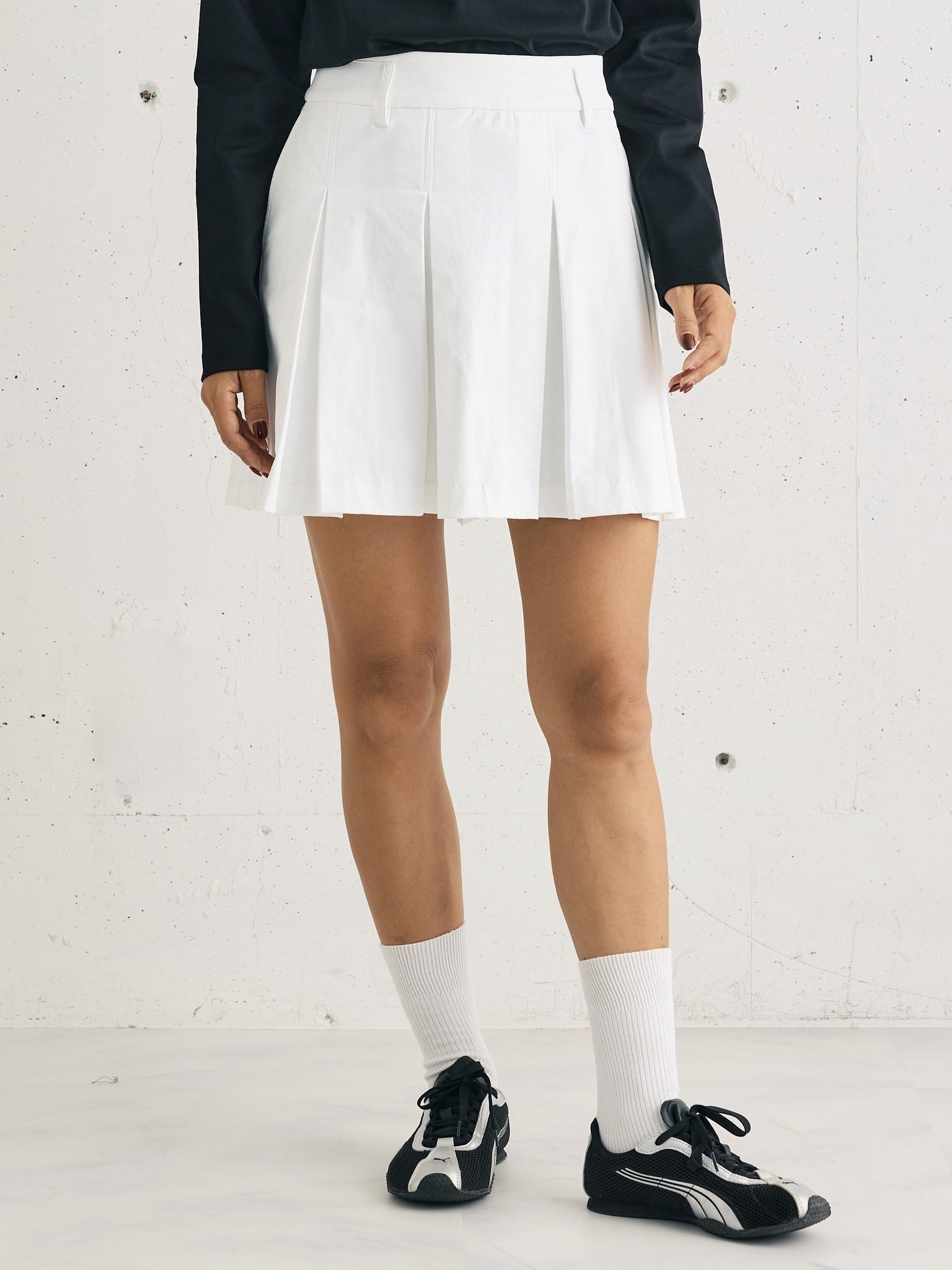 Women's ストレッチナイロン プリーツスカート 1