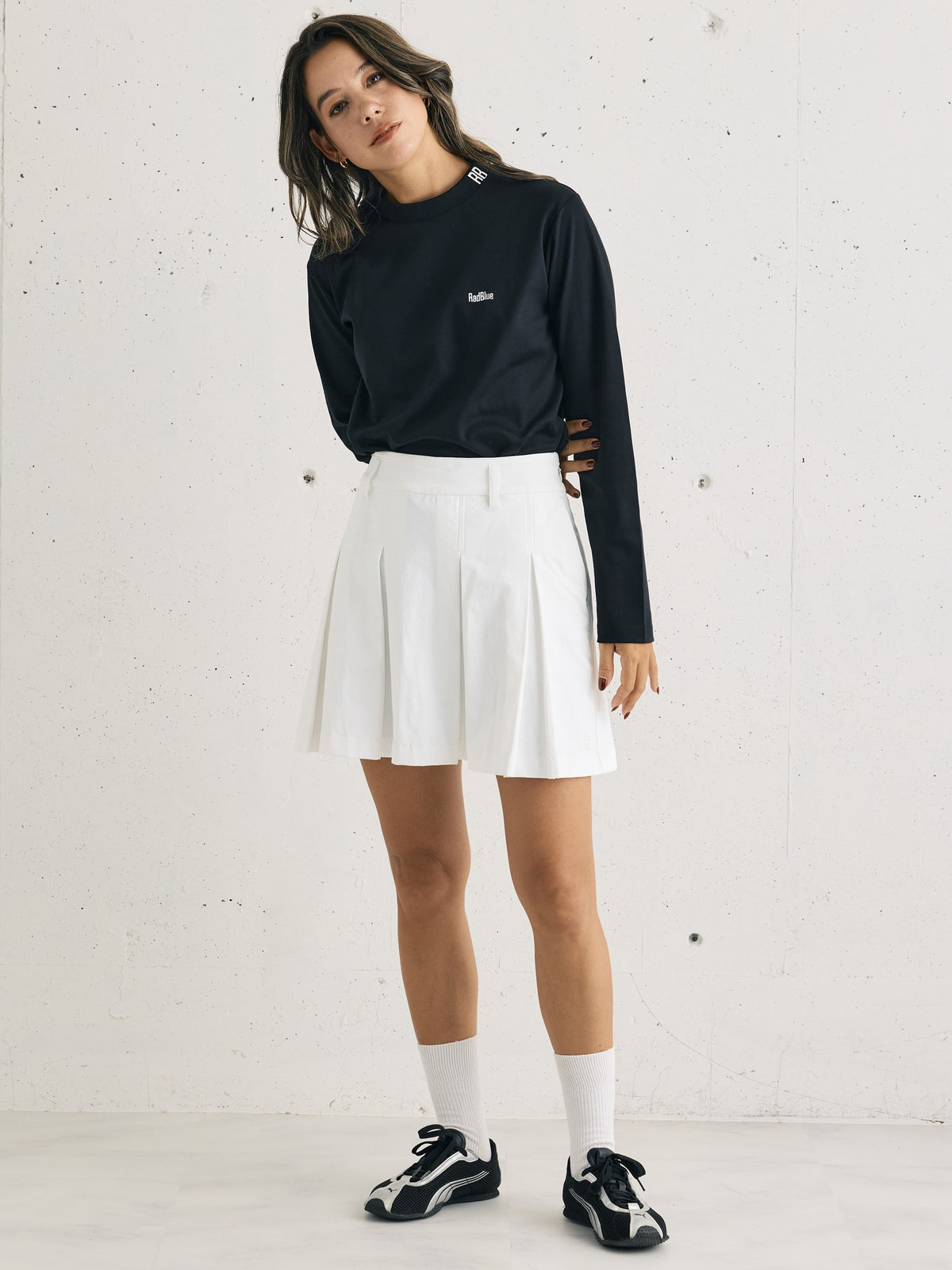 Women's ストレッチナイロン プリーツスカート 2