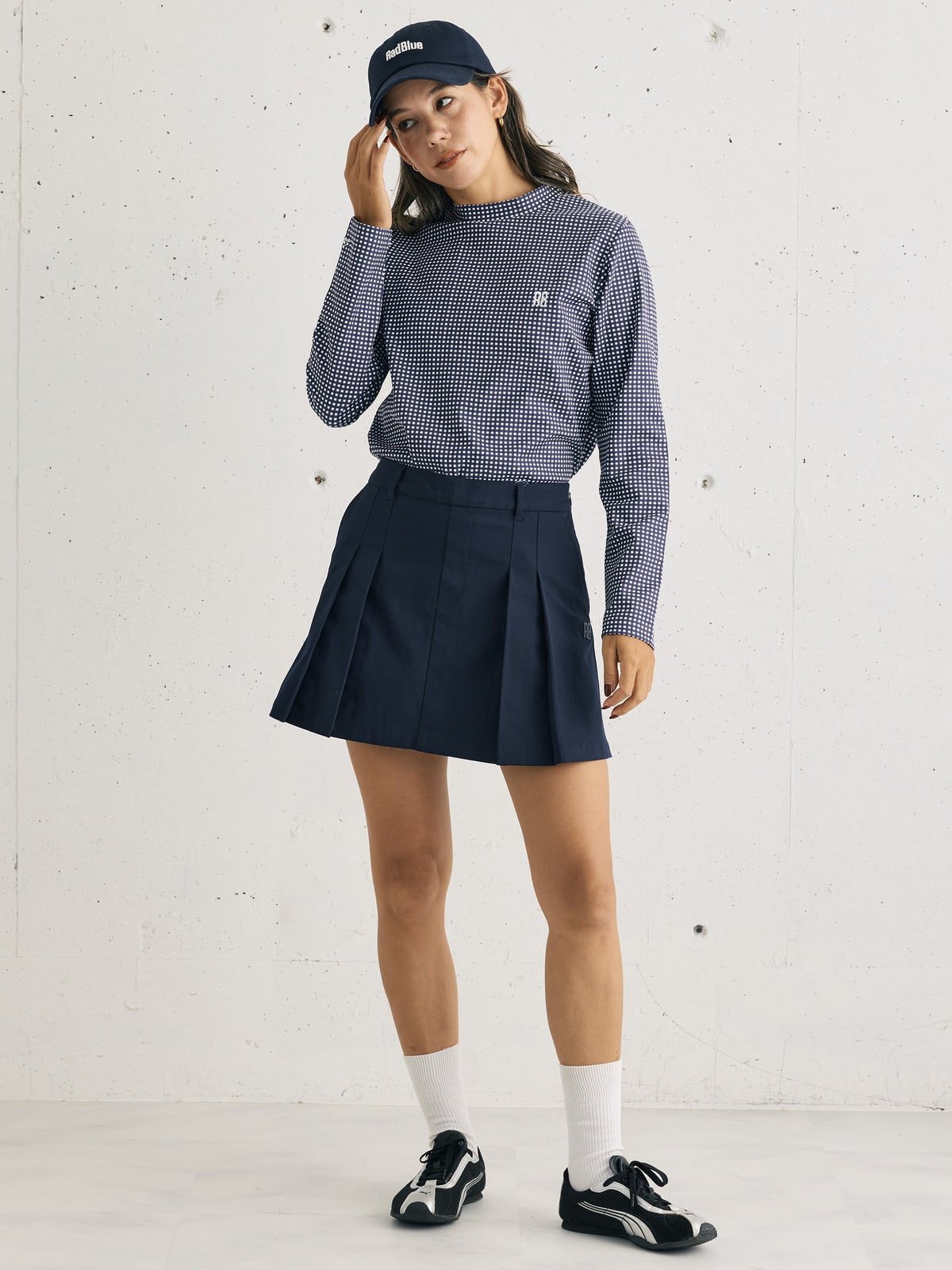 Women's スムースモックネックフリース ギンガムチェック 2