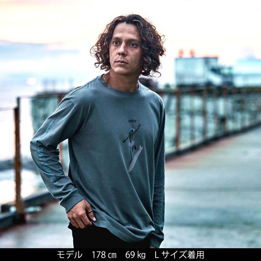 OEコットン　ロングスリーブTシャツ【SKULL　SURF】