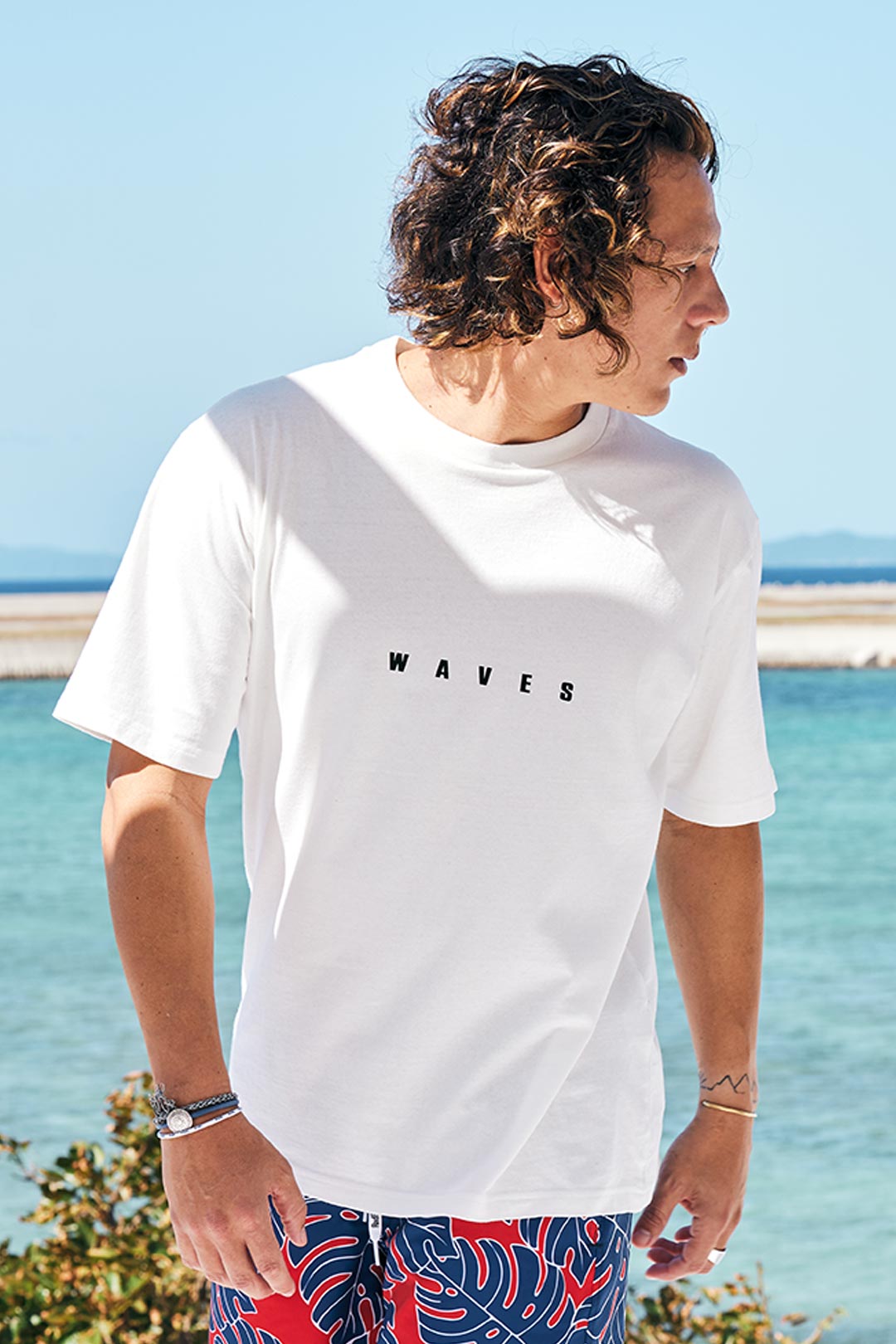 OE天竺 半袖メンズTシャツ【WAVES】